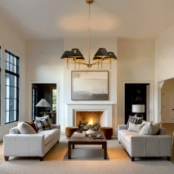 6-Light Chandelier with Matte Black Lampshade, 35