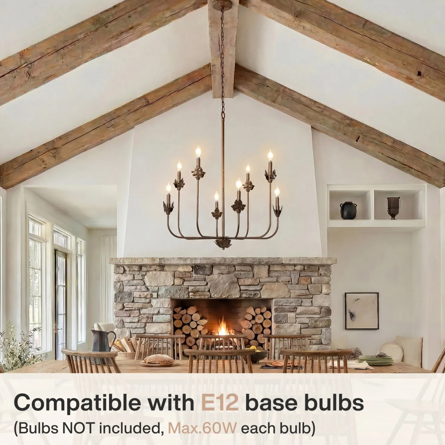 8-Light Chandeliers, 27" Ceiling Light Fixture Pendant Light with Adjustable Chain