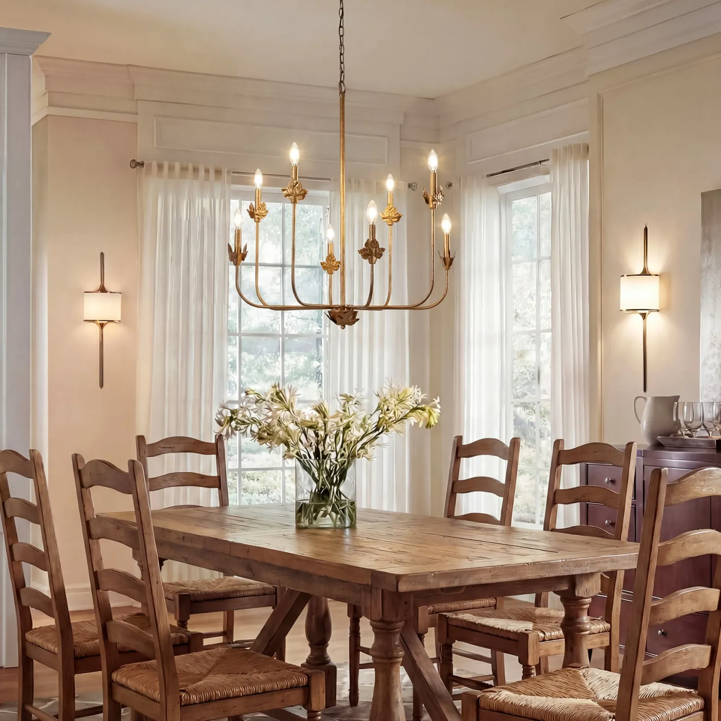 8-Light Chandeliers, 27" Ceiling Light Fixture Pendant Light with Adjustable Chain