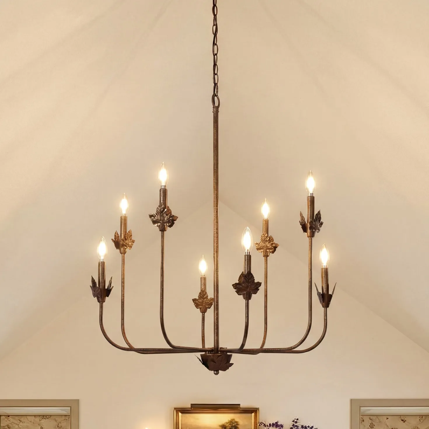 8-Light Chandeliers, 27" Ceiling Light Fixture Pendant Light with Adjustable Chain