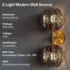 2-Light Crystal Wall Sconce,Vanity Wall Light with Textured Smoke Glass Shade