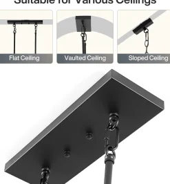 5-Light Dining Room Light Fixture, Luxury Linear Chandelier with Adjustable Height