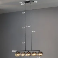5-Light Dining Room Light Fixture, Luxury Linear Chandelier with Adjustable Height