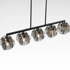 5-Light Dining Room Light Fixture, Luxury Linear Chandelier with Adjustable Height