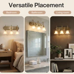 3-Light Light Fixtures, Modern Wall Lights Bathroom Vanity with Clear Glass Shades