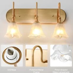 3-Light Light Fixtures, Modern Wall Lights Bathroom Vanity with Clear Glass Shades