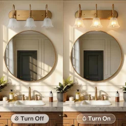 3-Light Light Fixtures, Modern Wall Lights Bathroom Vanity with Clear Glass Shades