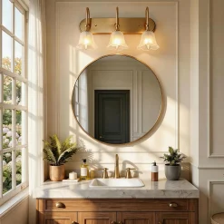 3-Light Light Fixtures, Modern Wall Lights Bathroom Vanity with Clear Glass Shades