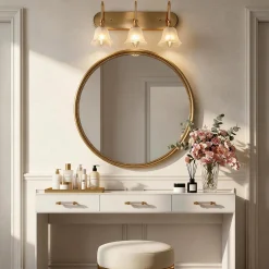 3-Light Light Fixtures, Modern Wall Lights Bathroom Vanity with Clear Glass Shades