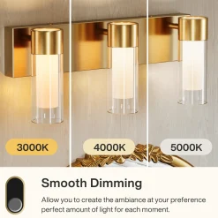 3-Light Light Fixtures, Modern Bathroom Wall Lights Vanity Lights with Clear Glass Shades