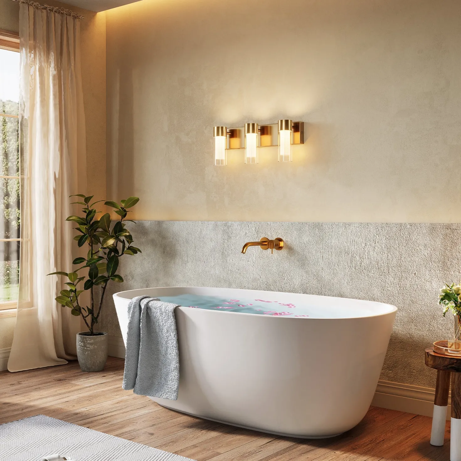 3-Light Light Fixtures, Modern Bathroom Wall Lights Vanity Lights with Clear Glass Shades