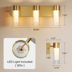 3-Light Light Fixtures, Modern Bathroom Wall Lights Vanity Lights with Clear Glass Shades