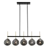 5-light Linear Chandelier, Modern Ceiling Lighting With Smoky Gray Glass Shades For Dining Room