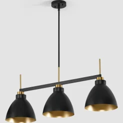 3-Light Linear Pendant Lighting, Kitchen Island Light Fixture with Adjustable Rods