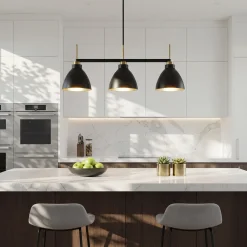 3-Light Linear Pendant Lighting, Kitchen Island Light Fixture with Adjustable Rods
