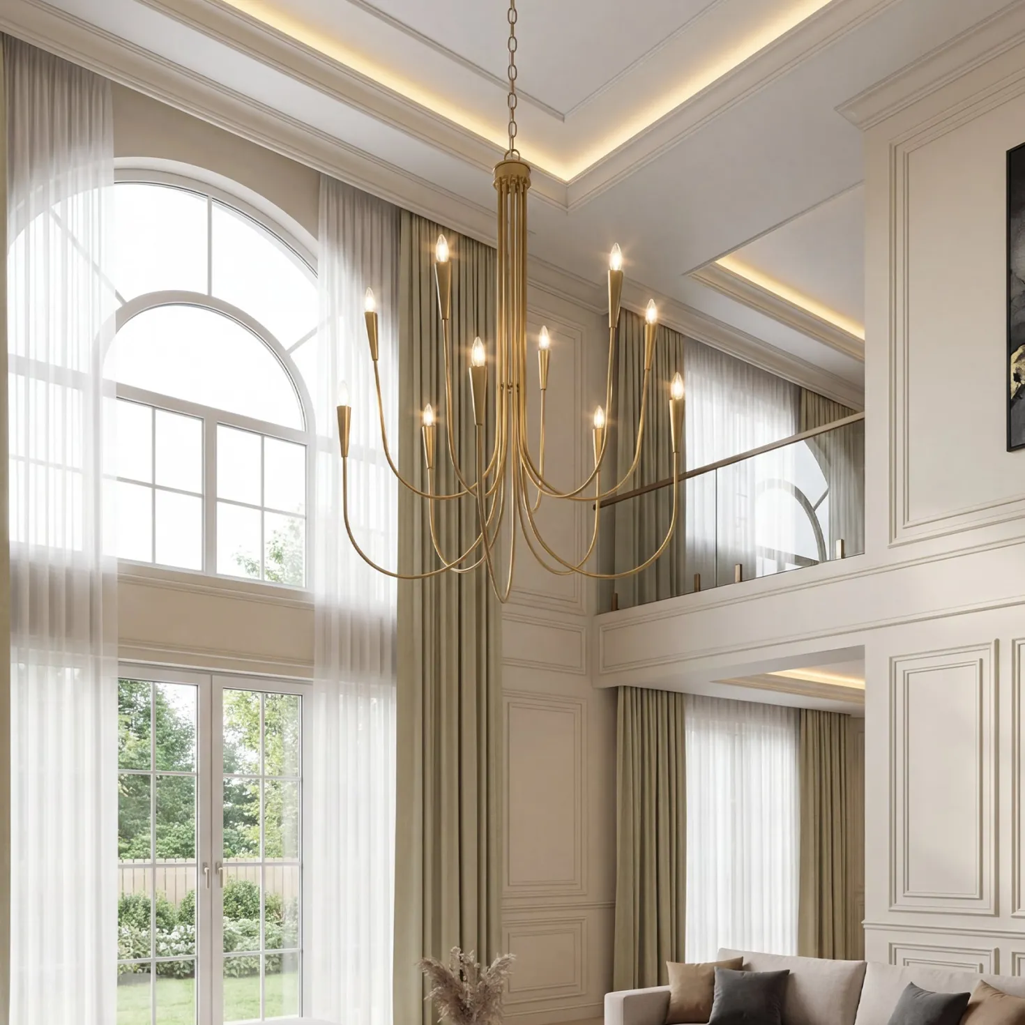 10-Light Modern Chandelier, U-Shaped Arms Pendant Light Fixture
