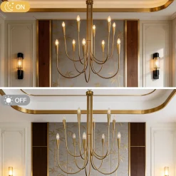 10-Light Modern Chandelier, U-Shaped Arms Pendant Light Fixture
