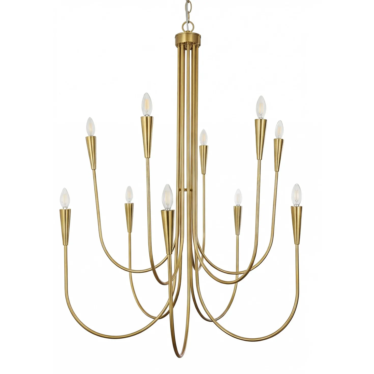10-Light Modern Chandelier, U-Shaped Arms Pendant Light Fixture