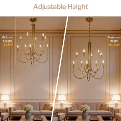 10-Light Modern Chandelier, U-Shaped Arms Pendant Light Fixture