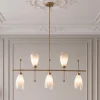 5-Light Modern Linear Chandelier, Kitchen Island Pendant Light with Gradient Frosted Glass Shades(E12 Bulbs Not Included)