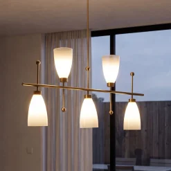 5-Light Modern Linear Chandelier, Kitchen Island Pendant Light with Gradient Frosted Glass Shades(E12 Bulbs Not Included)