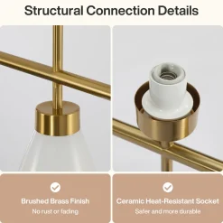 5-Light Modern Linear Chandelier, Kitchen Island Pendant Light with Gradient Frosted Glass Shades(E12 Bulbs Not Included)