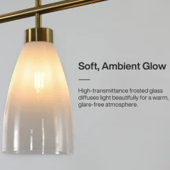 5-Light Modern Linear Chandelier, Kitchen Island Pendant Light with Gradient Frosted Glass Shades(E12 Bulbs Not Included)