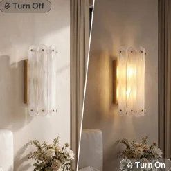 2-Light Modern Wall Sconce, 13.78" Wall Light Fixture with Glass Shade