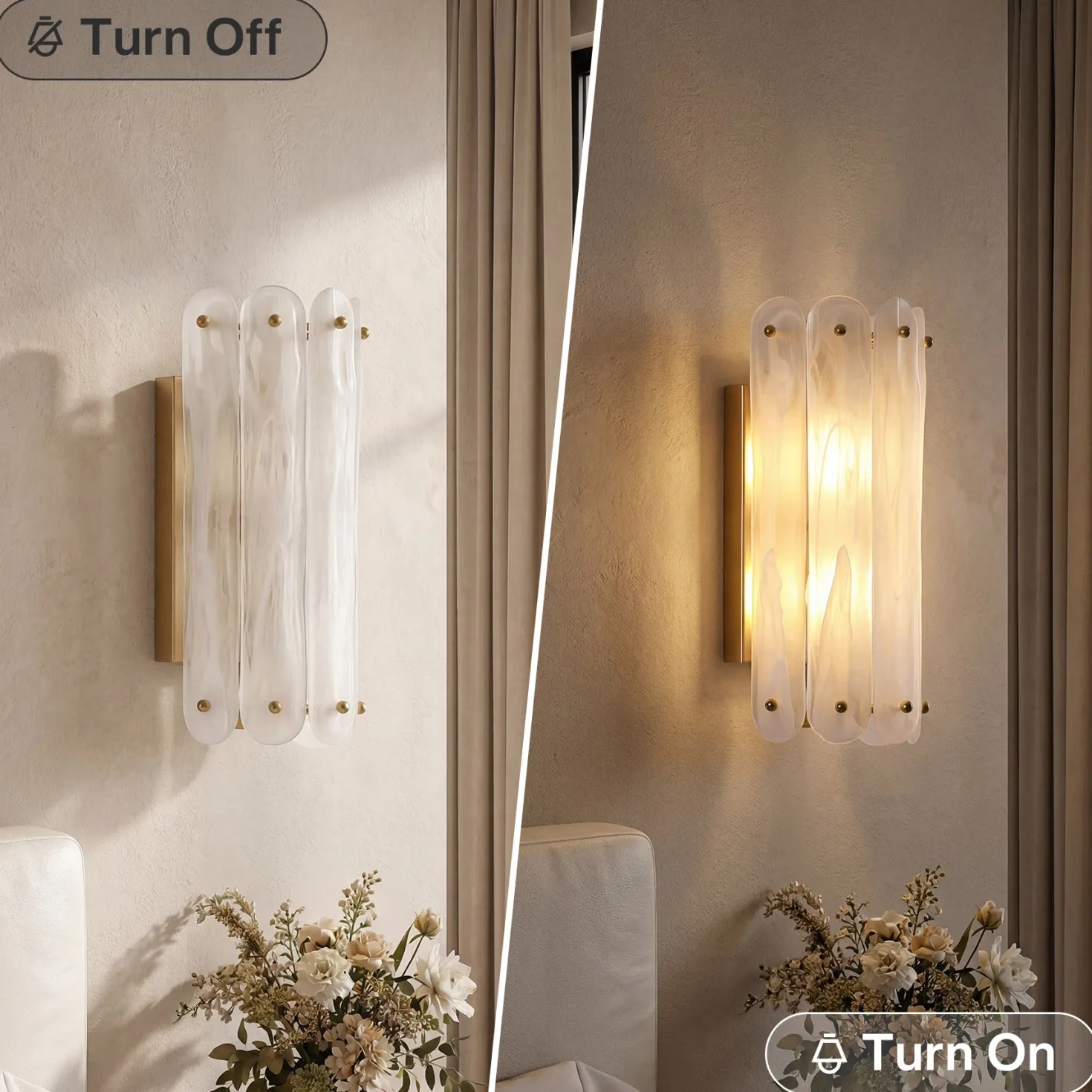 2-Light Modern Wall Sconce, 13.78" Wall Light Fixture with Glass Shade