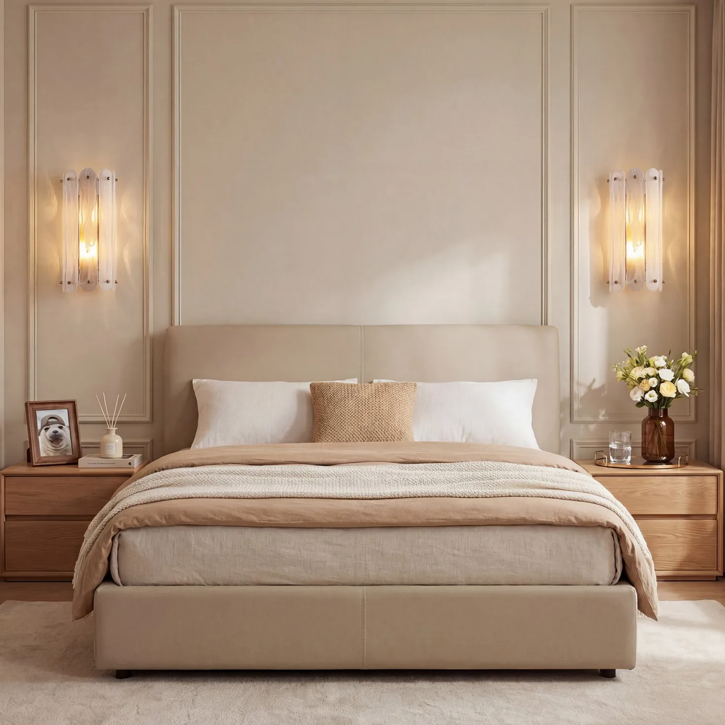 2-Light Modern Wall Sconce, 13.78" Wall Light Fixture with Glass Shade