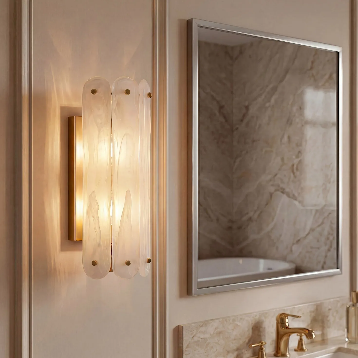 2-Light Modern Wall Sconce, 13.78" Wall Light Fixture with Glass Shade