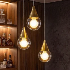 3-Light Pendant Light, Brushed Brass Adjustable Ceiling Light Fixtures
