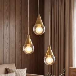 3-Light Pendant Light, Brushed Brass Adjustable Ceiling Light Fixtures