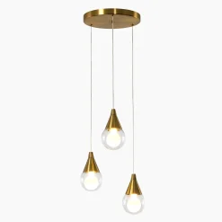 3-Light Pendant Light, Brushed Brass Adjustable Ceiling Light Fixtures