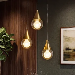 3-Light Pendant Light, Brushed Brass Adjustable Ceiling Light Fixtures