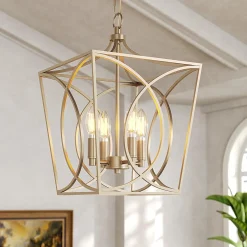 4-Light Pendant Light Fixture, Industrial Chandelier With Adjustable Chain
