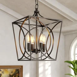 4-Light Pendant Light Fixture, Industrial Chandelier With Adjustable Chain