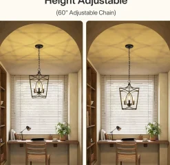 4-Light Pendant Light Fixture, Industrial Chandelier With Adjustable Chain