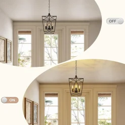 4-Light Pendant Light Fixture, Industrial Chandelier With Adjustable Chain