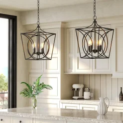 4-Light Pendant Light Fixture, Industrial Chandelier With Adjustable Chain