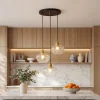 3-Light Pendant Lighting, Kitchen Ceiling Light Fixtures with Water Ripple Glass Shade