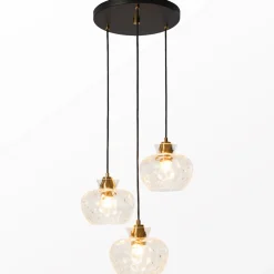 3-Light Pendant Lighting, Kitchen Ceiling Light Fixtures with Water Ripple Glass Shade