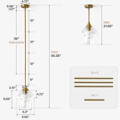 1-Light Pendant Lighting, Modern Island Chandelier Ceiling Light Fixture with Unique Design