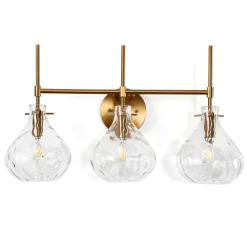 3-Light Vanity Light, Bathroom Light Fixtures with Water Ripple Glass Shades