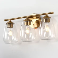 3-Light Vanity Light, Bathroom Wall Light Fixtures with Transparent Bubble Glass Shade