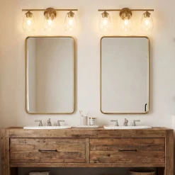 3-Light Vanity Light, Bathroom Wall Light Fixtures with Transparent Bubble Glass Shade