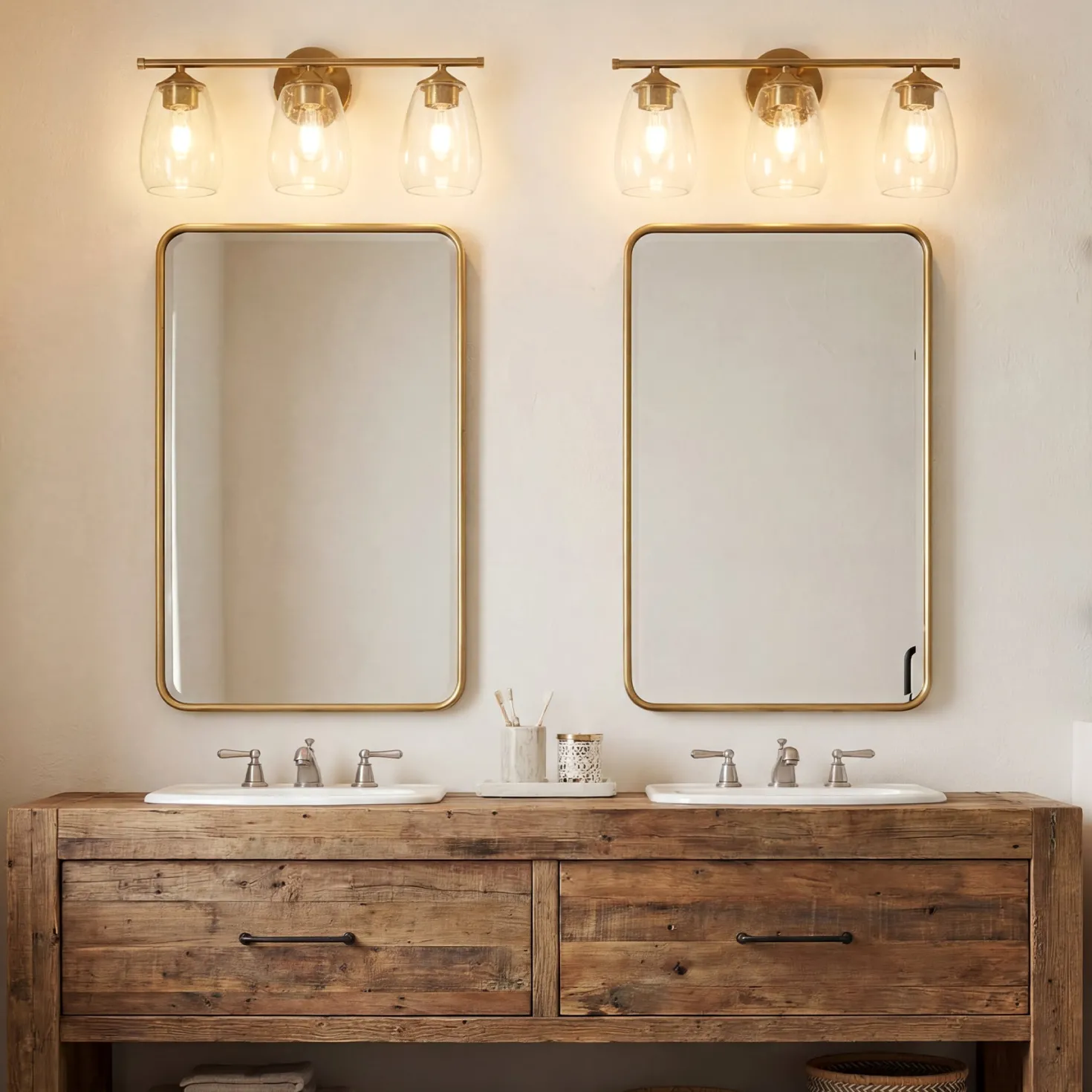 3-Light Vanity Light, Bathroom Wall Light Fixtures with Transparent Bubble Glass Shade