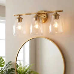 3-Light Vanity Light, Bathroom Wall Light Fixtures with Transparent Bubble Glass Shade