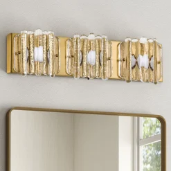 3-Light Vanity Light Fixture, Wall Lights with Crystal Glass Shades