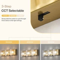 ‎3-Light Vanity Light Fixture, Wall Lights with Crystal Glass Shades